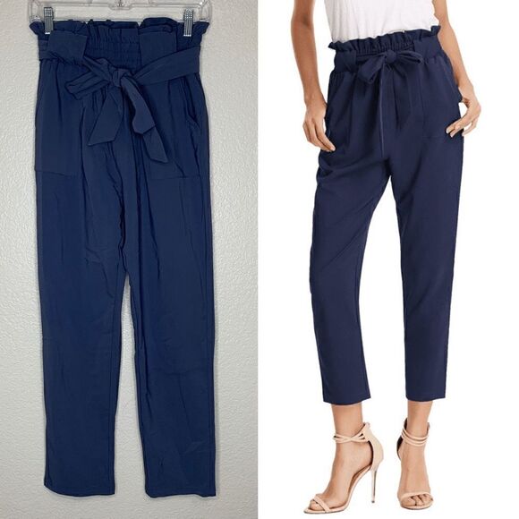 Grace Karin Women's Cropped Paper Bag Waist Pants - Picture 1 of 12